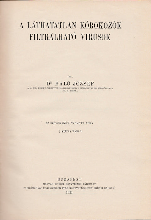 A láthatatlan kórokozók filtrálható vírusok