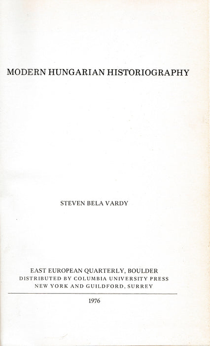 Modern Hungarian Historiography