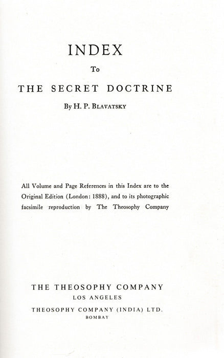 Index to the Secret Doctrine