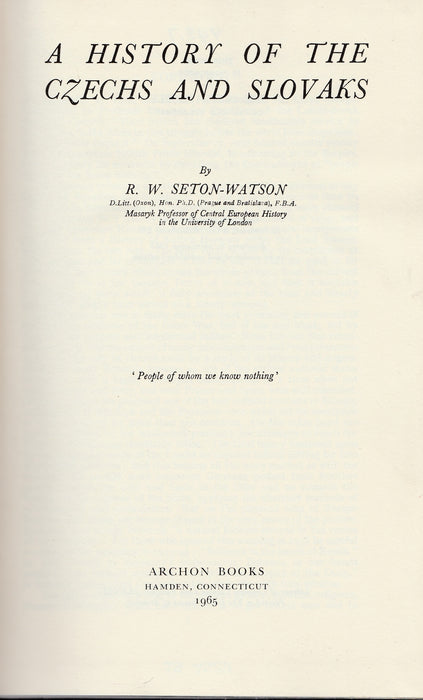 A History of the Czechs and Slovaks