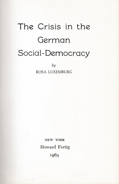 The Crisis in the German Social-Democracy