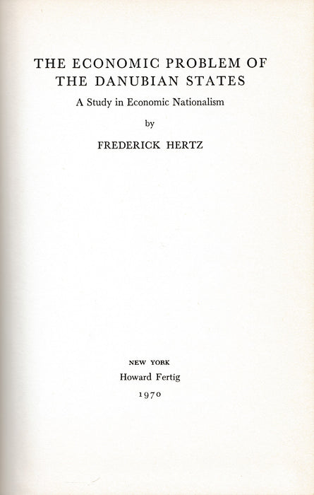 The Economic Problem of the Danubian States