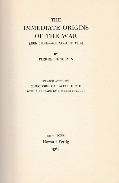 The Immediate Origins of the War
