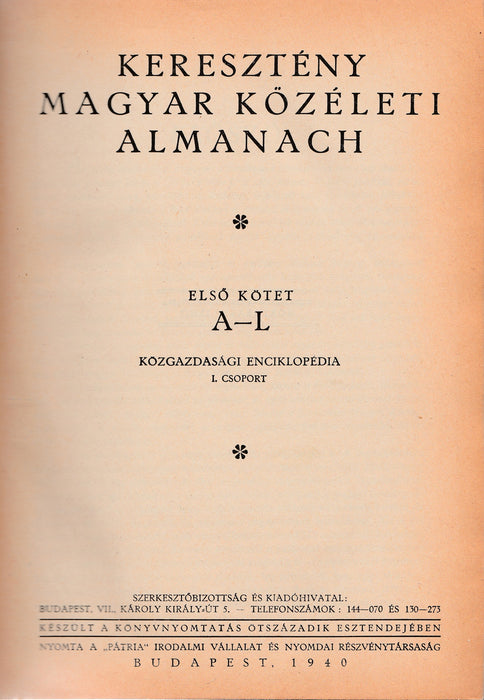 Keresztény magyar közéleti almanach I-II.