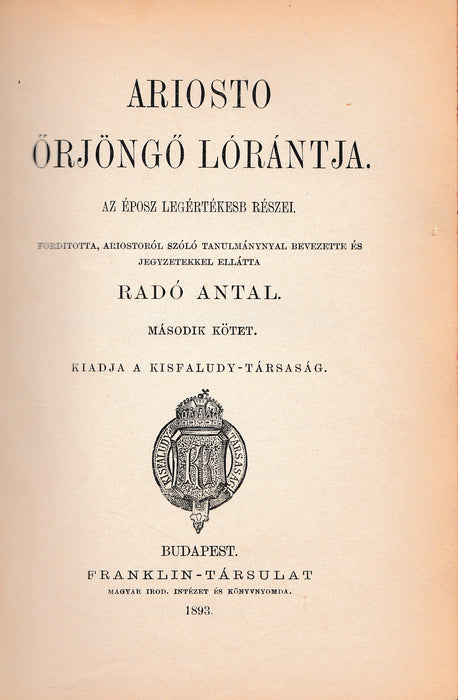 Ariosto őrjöngő Lórántja I-II.