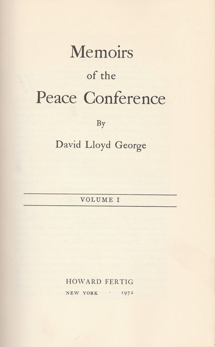 Memoirs of the Peace Conference I-II.