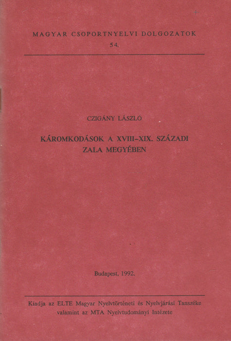 Káromkodások a XVIII-XIX. századi Zala megyében