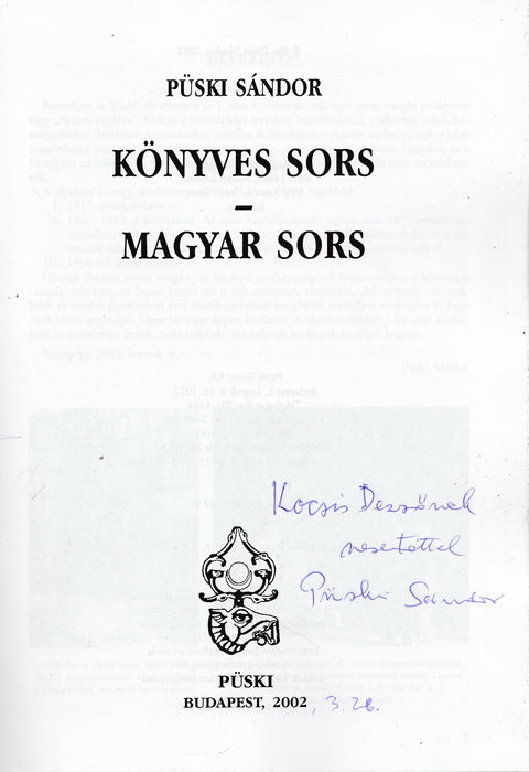 Könyves sors - magyar sors