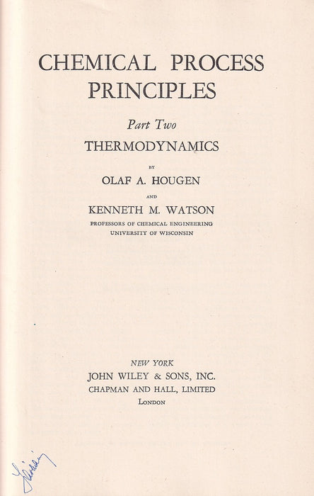 Chemical Process Principles I-II.