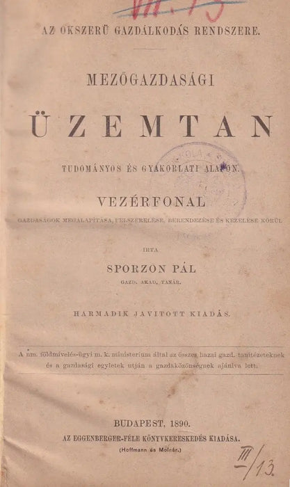 Mezőgazdasági üzemtan tudományos és gyakorlati alapon