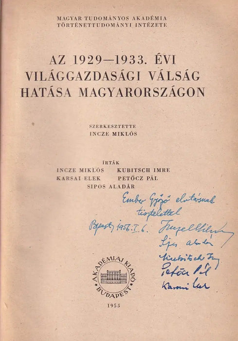 Az 1929-1933. évi világgazdasági válság hatása Magyarországon