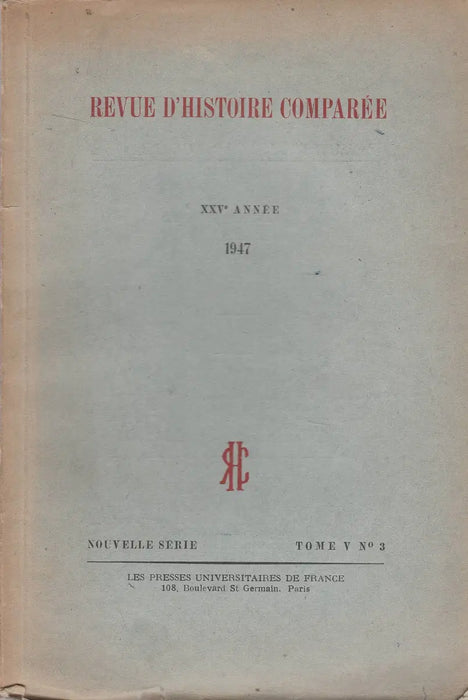 Revue D'Histoire Comparée 1947. 3. szám