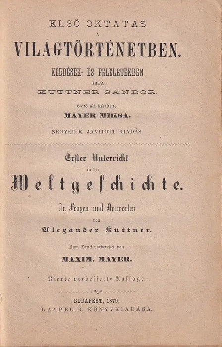 Első oktatás a világtörténetben - Erster Unterricht in der Weltgeschichte