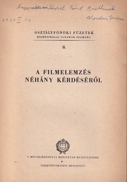A filmelemzés néhány kérdéséről