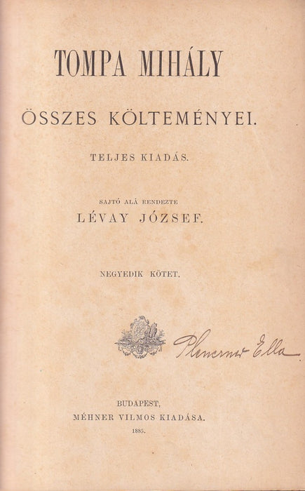 Tompa Mihály összes költeményei IV.