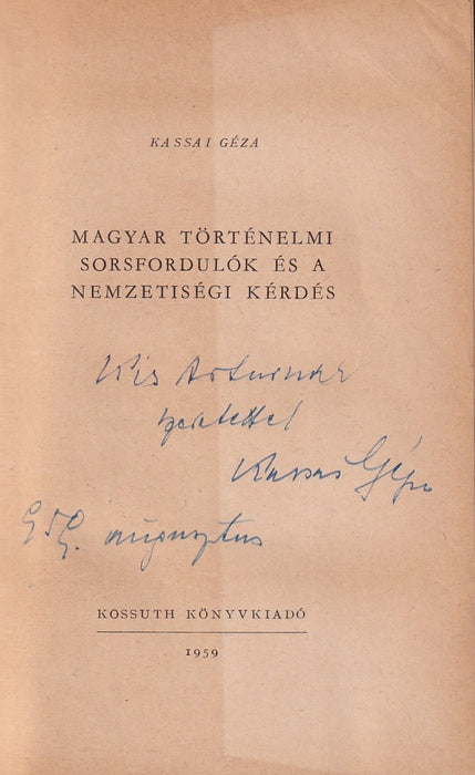 Magyar történelmi sorsfordulók és a nemzetiségi kérdés