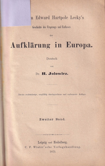 Geschichte des Ursprungs und Einflusses der Aufklärung in Europa 1-2.