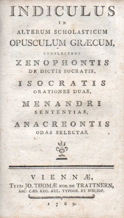Indiculi in scholastica opuscula Graeca I–IV.