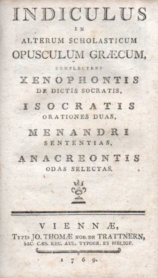 Indiculi in scholastica opuscula Graeca I–IV.