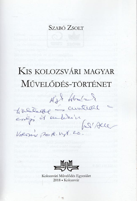 Kis kolozsvári magyar művelődés-történet