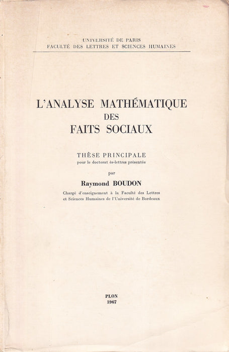 L'analyse mathématique des faits sociaux