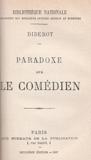 Théatre de Moliére - Paradoxe sur le comédien