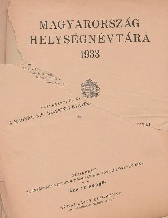 Magyarország helységnévtára 1933