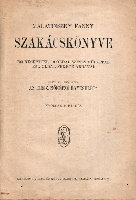 Malatinszky Fanny szakácskönyve