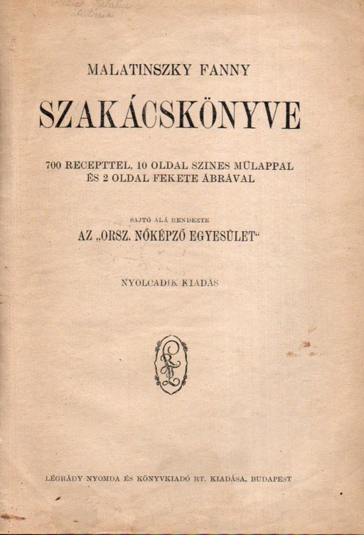 Malatinszky Fanny szakácskönyve