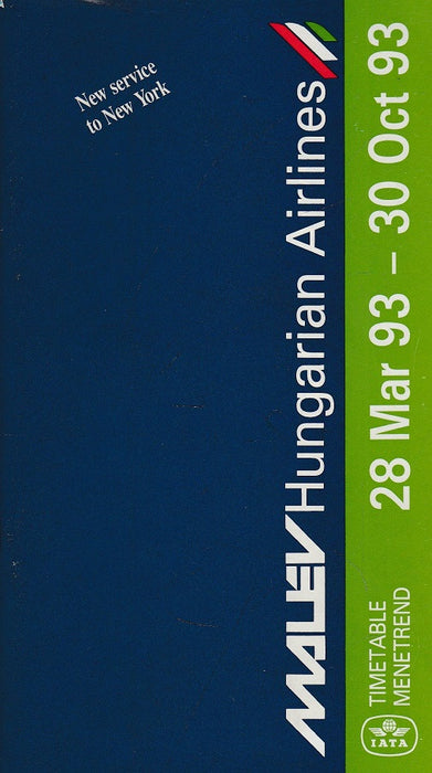 Malév Hungarian Airlines menetrend (28.03.93-30.10.93.)