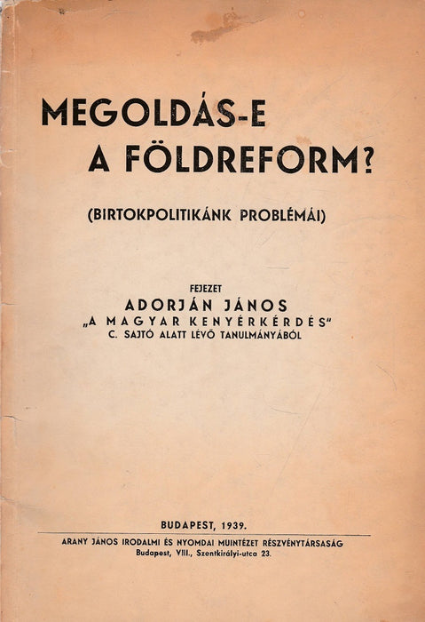 Megoldás-e a földreform?
