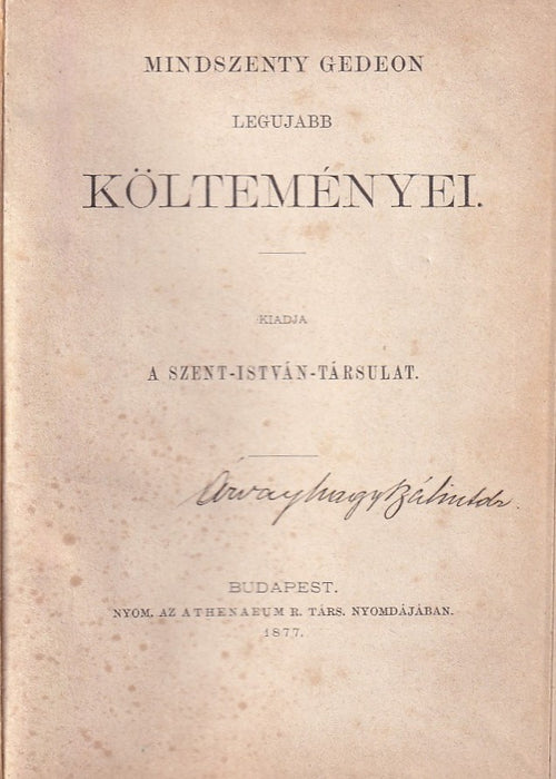 Mindszenty Gedeon legujabb költeményei