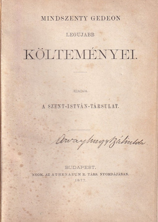 Mindszenty Gedeon legujabb költeményei