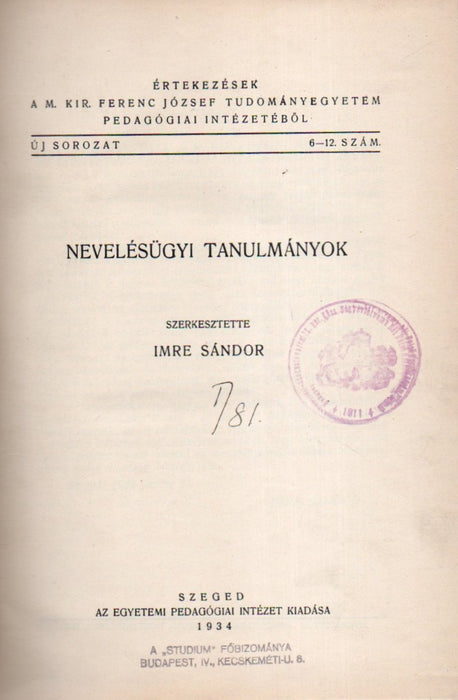 Nevelésügyi tanulmányok