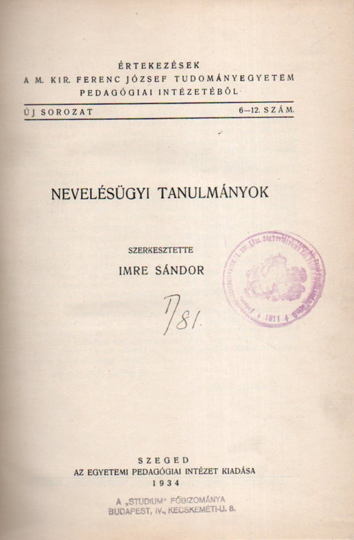 Nevelésügyi tanulmányok