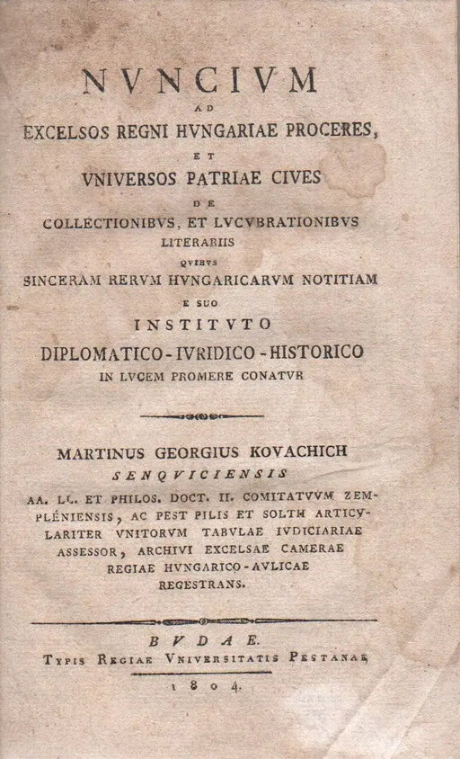 Nuncium ad excelsos Regni Hungariae proceres