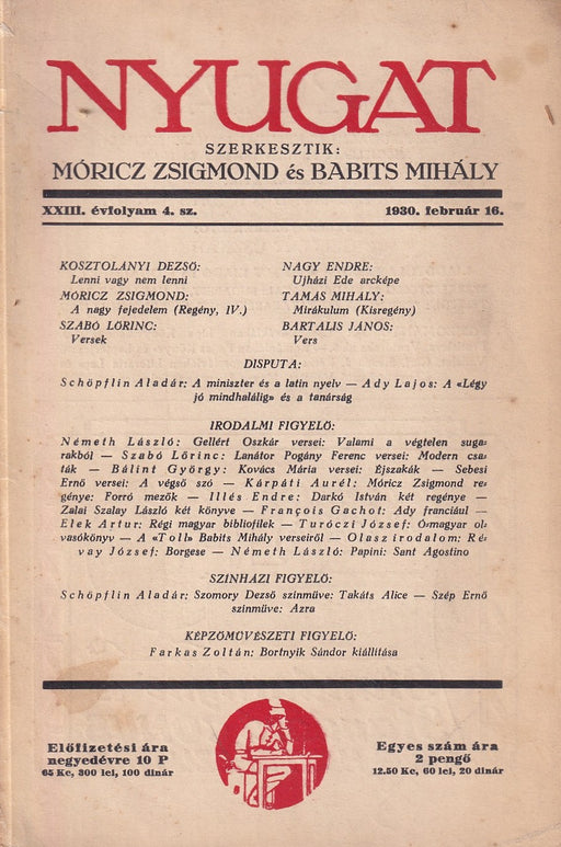 Nyugat 1930. február 16.
