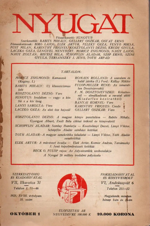 Nyugat XVIII. évfolyam 1925. III. kötet