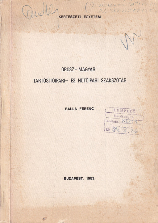 Orosz-magyar tartósítóipari- és hűtőipari szakszótár