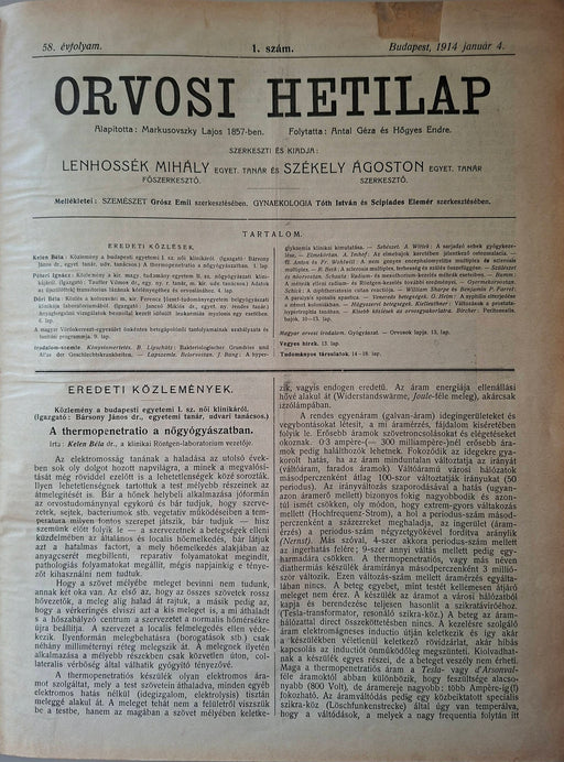 Orvosi Hetilap 58. évfolyam 1-20. szám 1914.