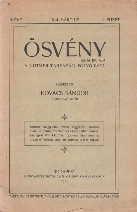 Ösvény 1914. II. évfolyam 1. füzet