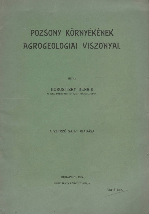 Pozsony környékének agrogeologiai viszonyai