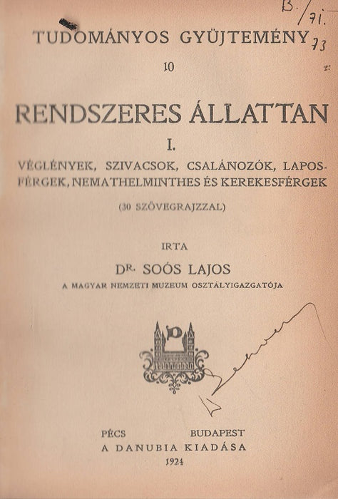 Rendszeres állattan I-IV.