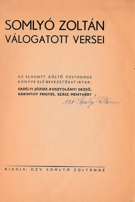Somlyó Zoltán válogatott versei