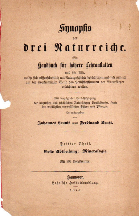 Synopsis der Mineralogie und Geognosie I. – Mineralogie