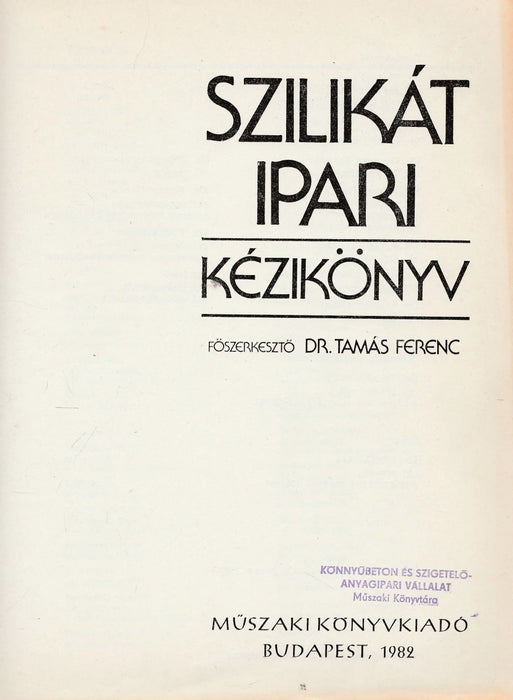 Szilikátipari kézikönyv