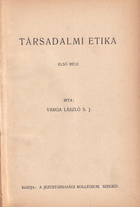 Társadalmi etika I.