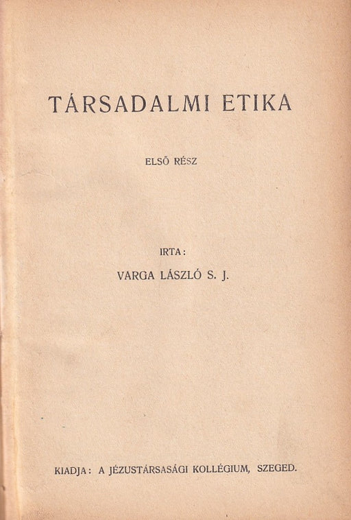 Társadalmi etika I.