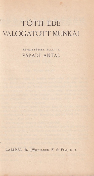 Tóth Ede válogatott munkái