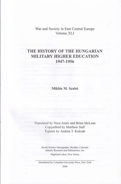 The History of the Hungarian Military Higher Education 1947-1956